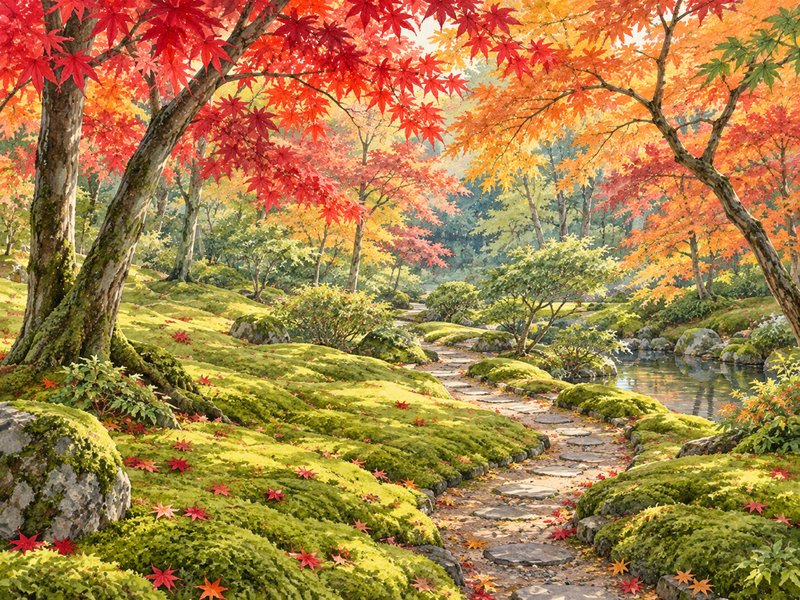 箱根美術館の紅葉のイラスト(イメージ)