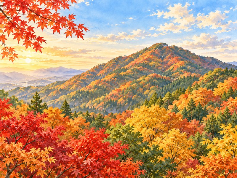 高尾山の紅葉のイラスト(イメージ)
