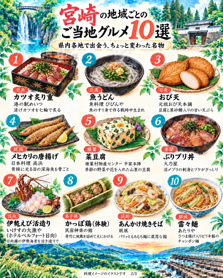 宮崎の地域ごとのご当地グルメ10選