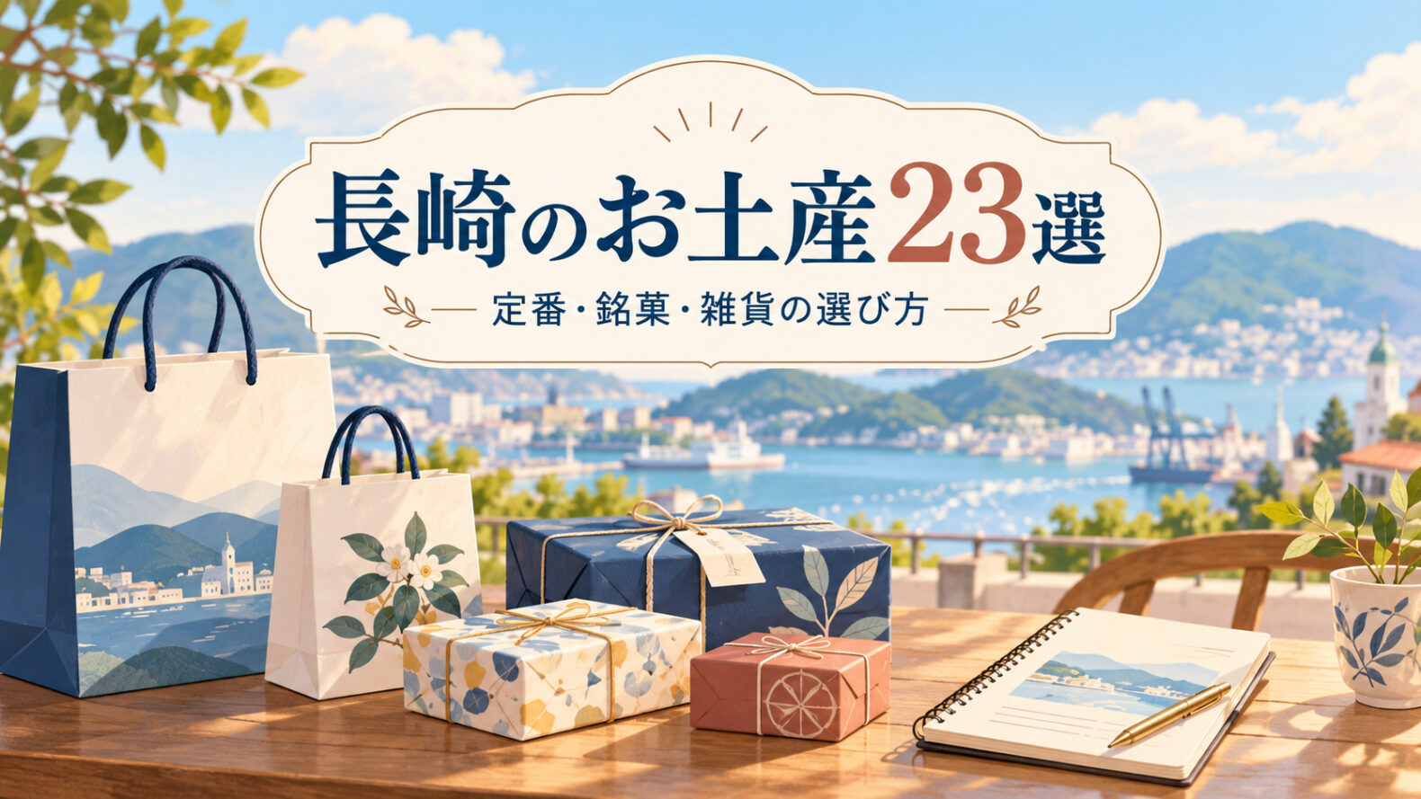 長崎のお土産23選の選び方を案内する説明イラスト。実商品の写真ではありません。